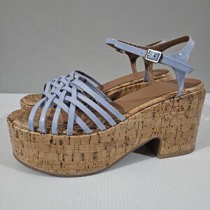 NEW Aquatalia Elene Wedge Sandal Womens 9.5 Light Blue Patent Leather Platform